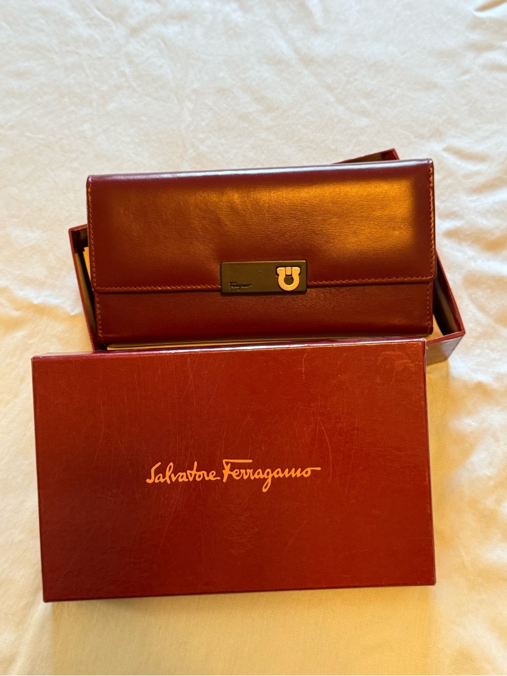 Salvatore Ferragamo Wine Red Leather Continental Wallet